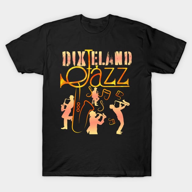 Retro Dixieland Jazz Band T-Shirt by Green Gecko Creative